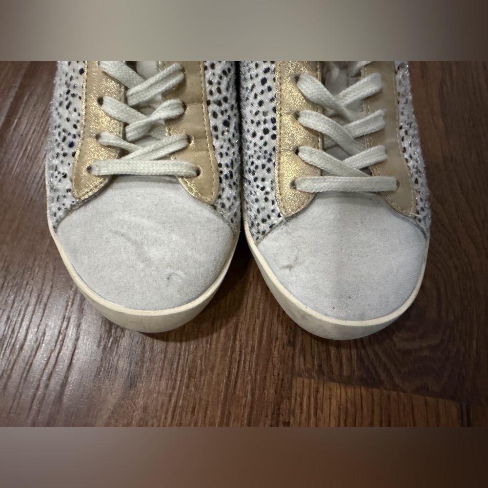 Anthropologie Gola Classics Women's Nova Oasis Sneakers leopard gold gray suede - Picture 5 of 10